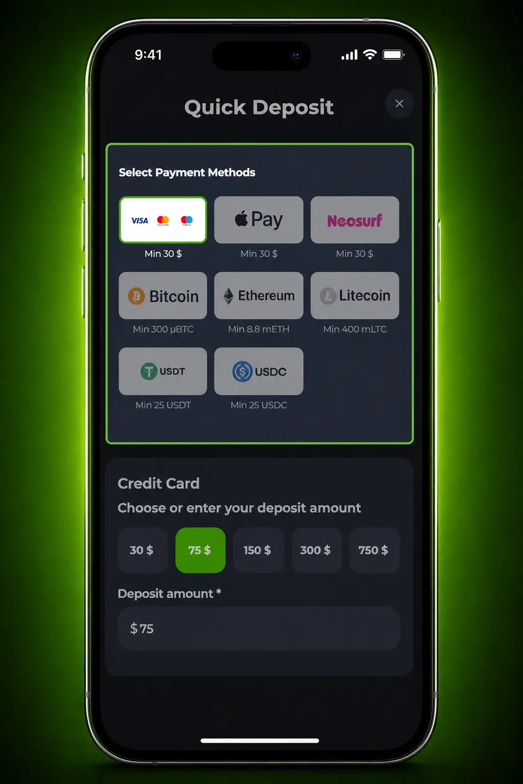 Step-by-step guide showing how to deposit funds on JeetCity casino using VISA, Skrill, or Neteller in Australia