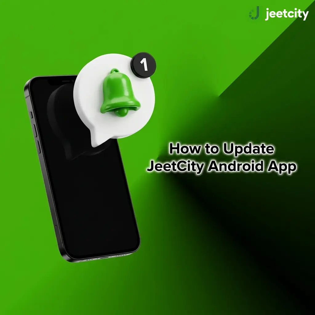 JeetCity Android app update screen showing APK download and installation steps for the latest version