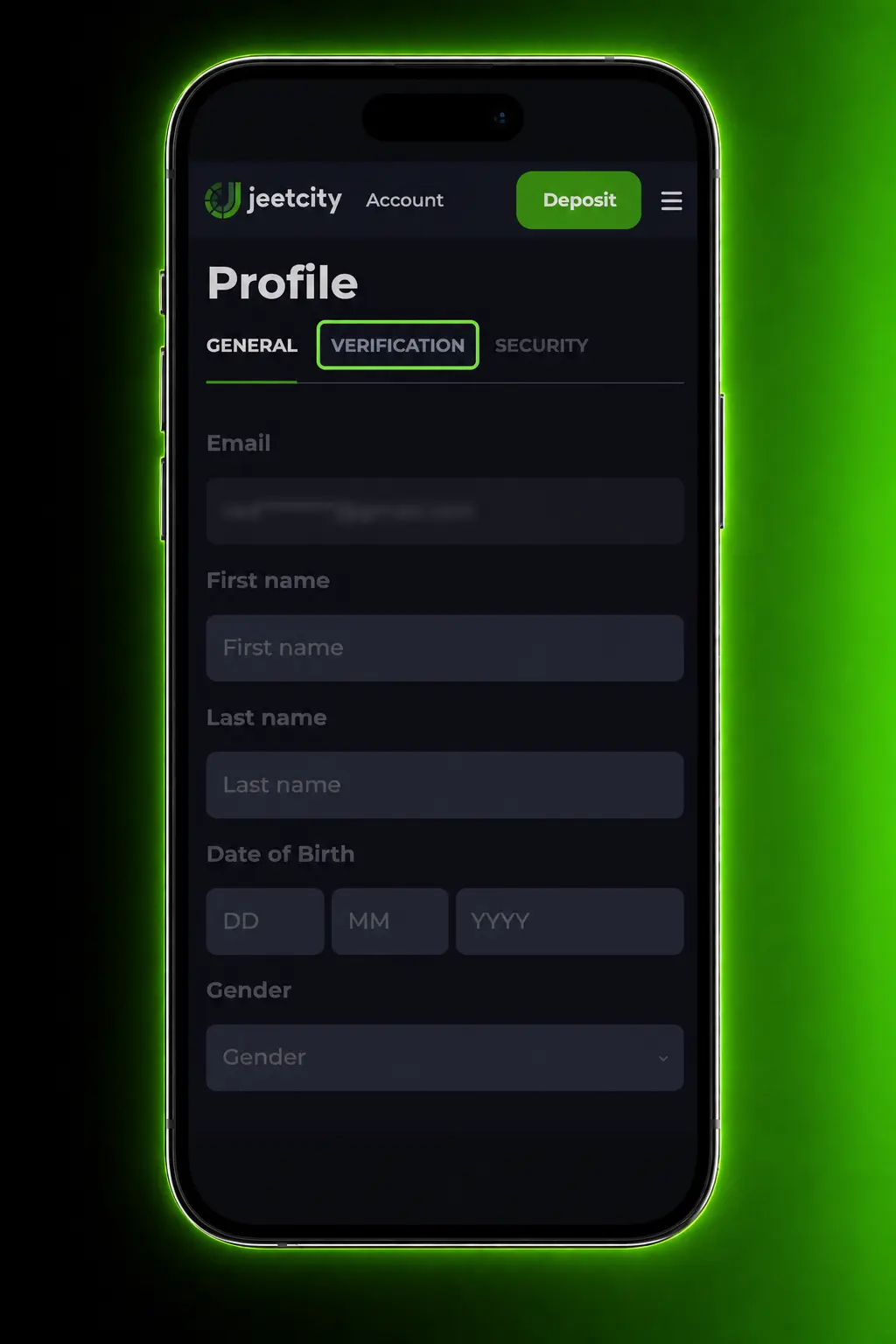 Step-by-step guide showing how to verify your identity and account on JeetCity casino platform.