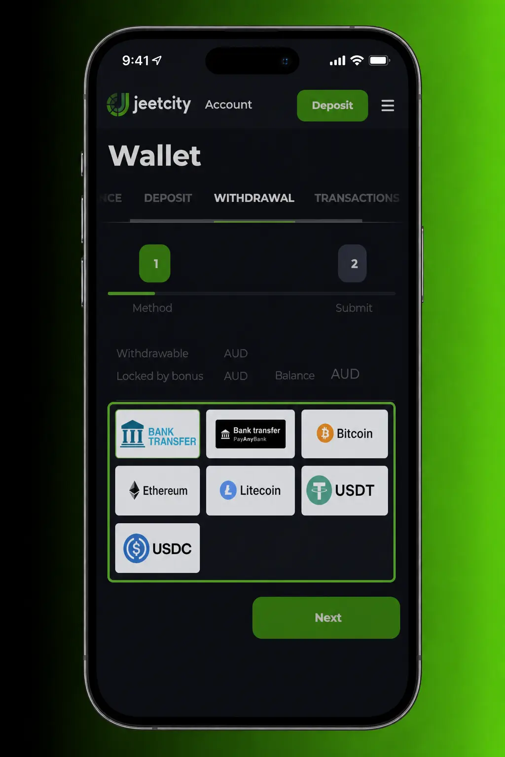 Step-by-step guide showing how to verify your account and withdraw money from JeetCity via cashier section