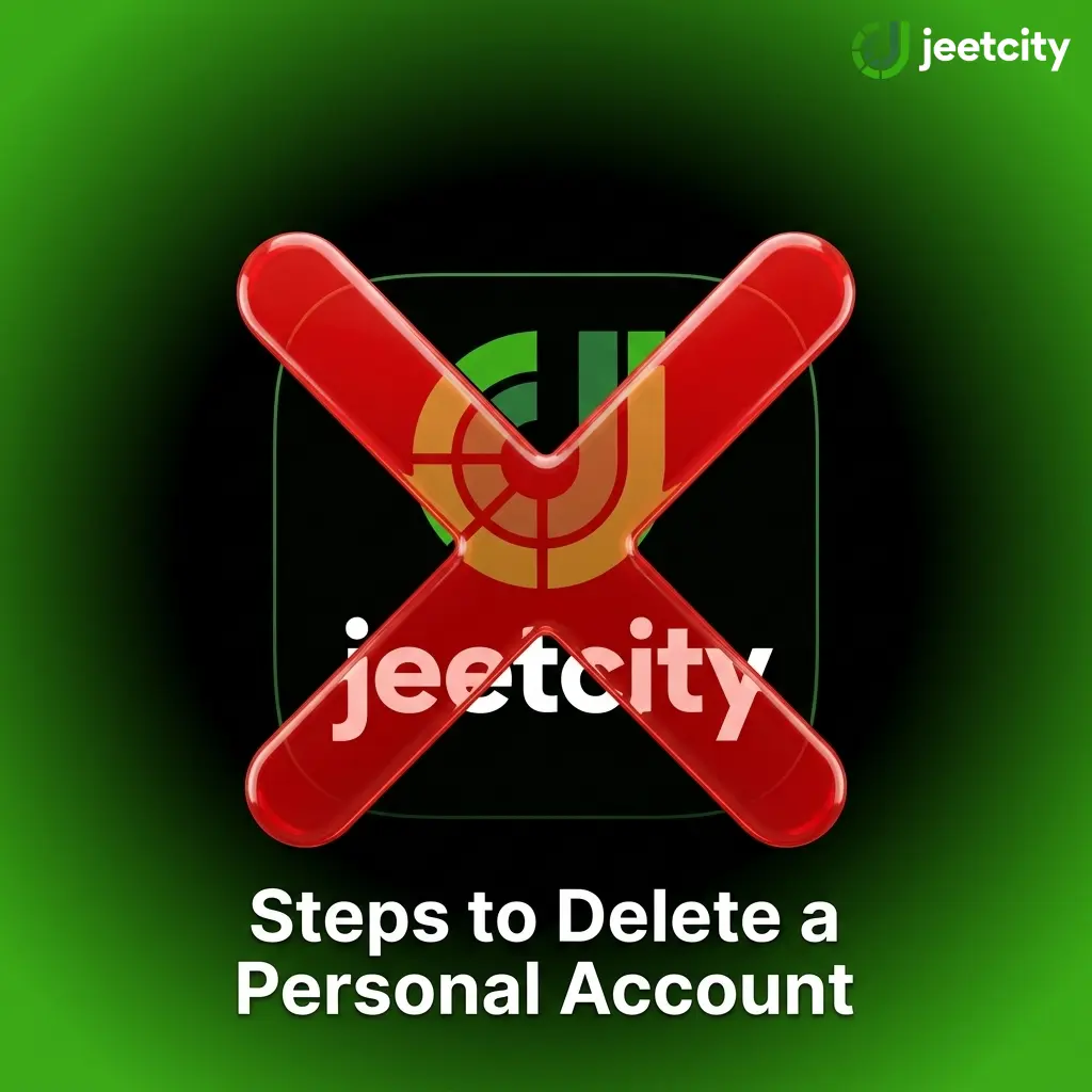 Steps to delete a JeetCity personal account via settings or customer support, including withdrawal and closure confirmation process