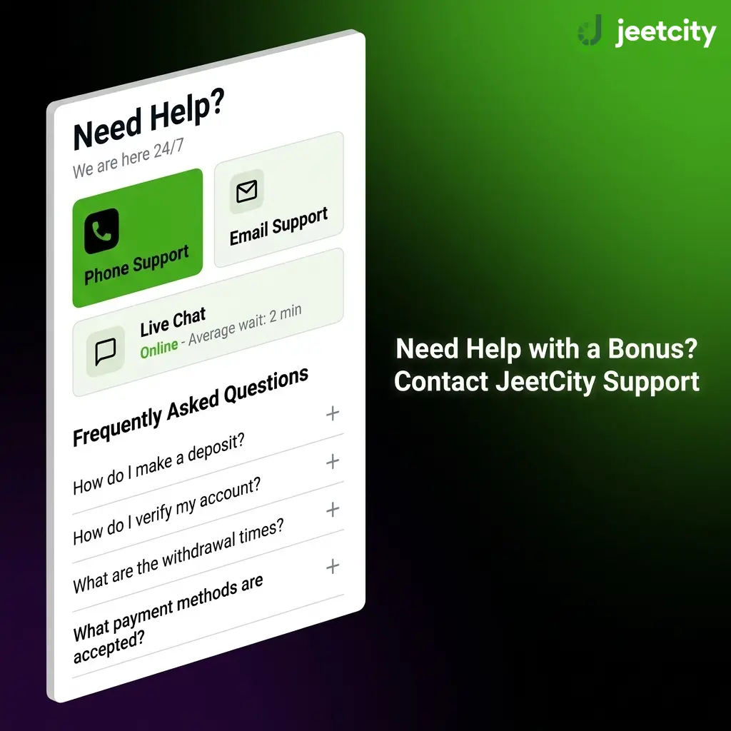 JeetCity customer support team helping Australian players with bonus queries via live chat, email, and FAQ centre