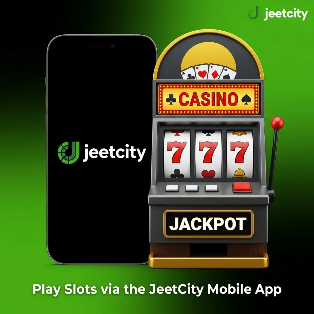 JeetCity mobile app displaying slot lobby with 7000+ pokies, bonus access, and cashier functions for Australian players