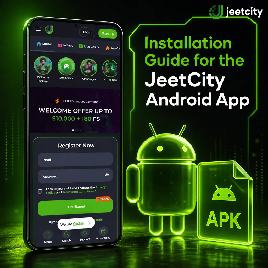 Step-by-step guide to downloading and installing the JeetCity Android APK file on a mobile device.