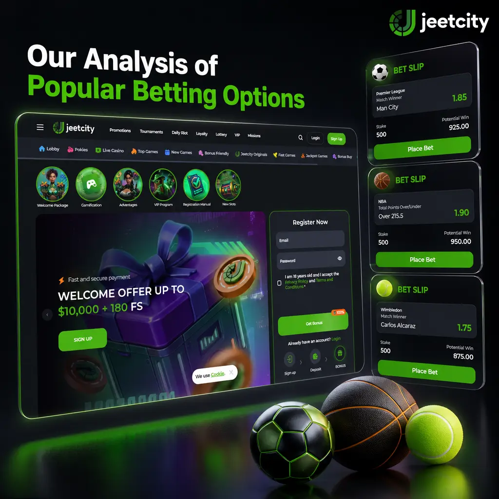 JeetCity betting options showing pre-match odds, live in-play markets and bet builder tools for match wagering.