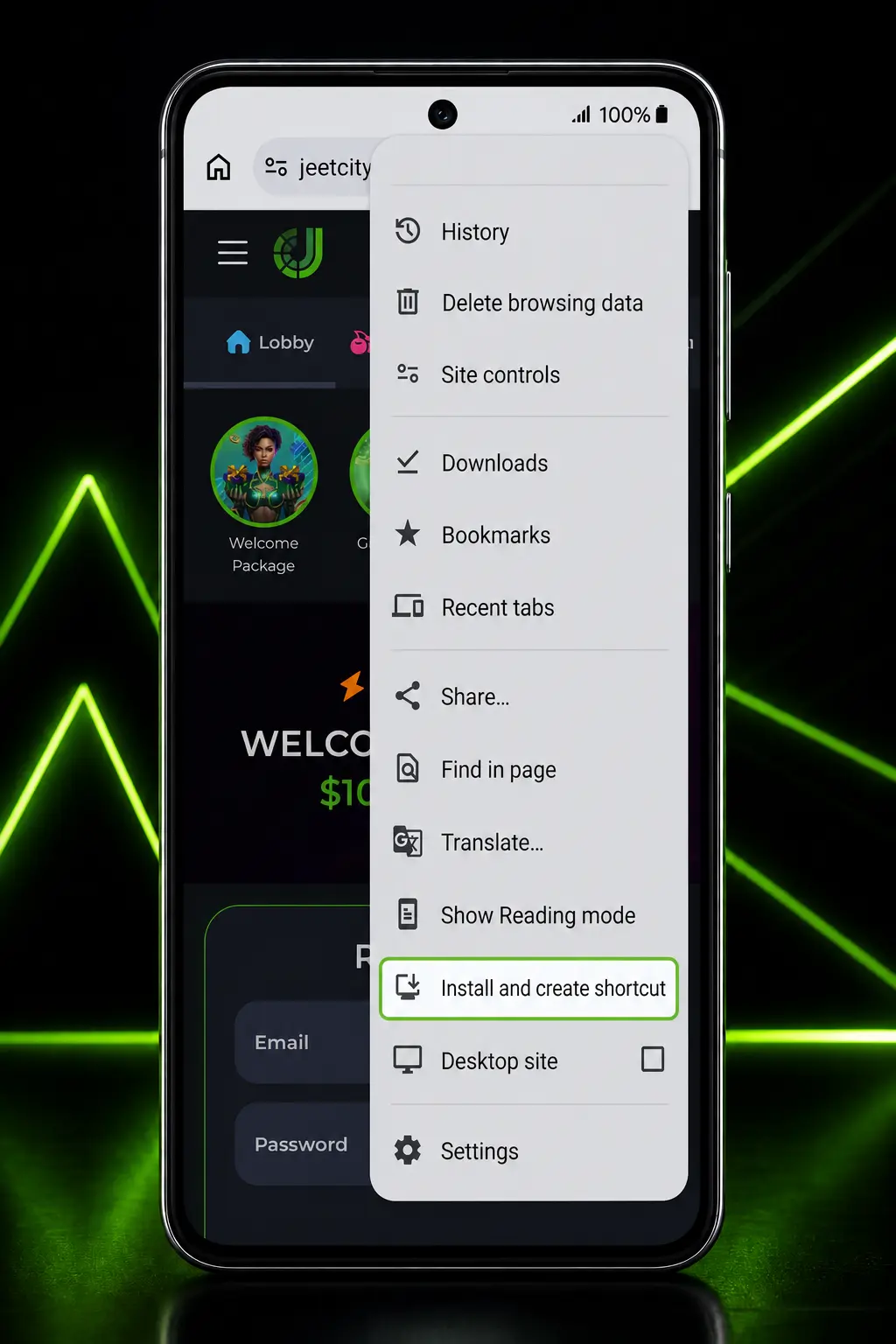 Step-by-step guide showing how to download and install the JeetCity Android APK on a mobile device